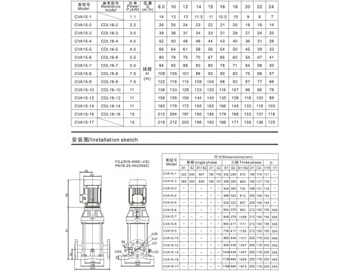 CVA15-9 multistage vertical pump