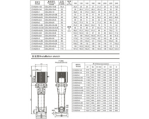 CVA200-1-B multistage vertical pump