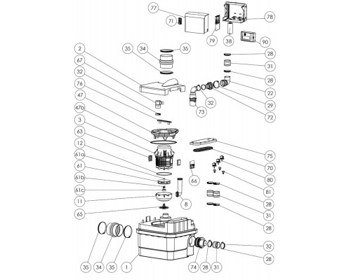 Sewage pumping station with cutting mechanism SANICUBIC 1 WP, SFA (France)