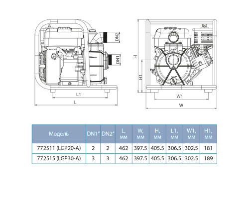 Мотопомпа 6.5 к.с. Hmax 30м Qmax 60м³/год (4-х тактний) LEO LGP30-A (772515)