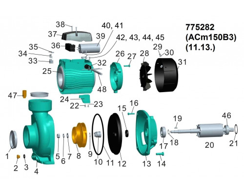 Насос відцентровий 1.5кВт Hmax 14.5м Qmax 1000л/хв 3" LEO 3.0 ACm150B3 (775282)