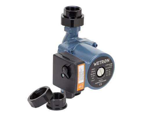 Насос циркуляційний 100Вт Hmax 6м Qmax 75л/хв Ø1 1/2" 180мм+гайки Ø1" WETRON (774532) Насос циркуляційний 100Вт Hmax 6м Qmax 75л/хв Ø1 1/2" 180мм+гайки Ø1" WETRON (774532)