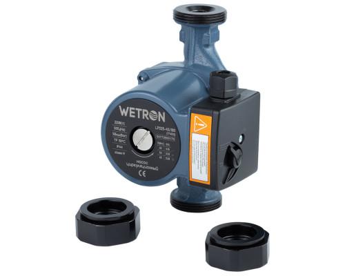 Насос циркуляційний 65Вт Hmax 4м Qmax 63л/хв Ø1 1/2" 180мм + гайки Ø1" WETRON (774512) Насос циркуляційний 65Вт Hmax 4м Qmax 63л/хв Ø1 1/2" 180мм + гайки Ø1" WETRON (774512)