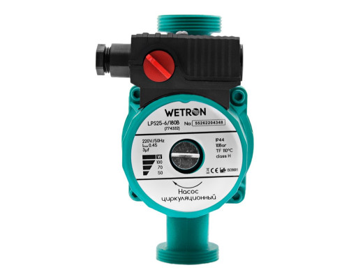 Насос циркуляційний 75Вт Hmax 4м Qmax 40л/хв Ø1 1/2" 180мм зел+гайки Ø1 WETRON LР525–4/180С (774312) Насос циркуляційний 75Вт Hmax 4м Qmax 40л/хв Ø1 1/2" 180мм зел+гайки Ø1 WETRON LР525–4/180С (774312)