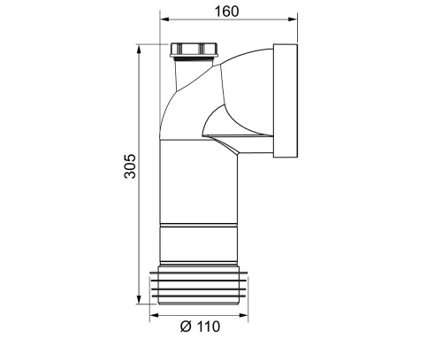 Коліно для унітазу з відведенням Ø110мм/90° Push-Fit WIRQUIN (9555400)