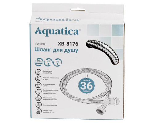 Шланг для душа 1/2" SS хромований з підшипником 175см AQUATICA XB-8176 (9792022)