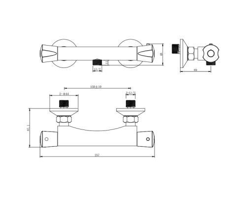 Змішувач PIAVE Ø27 термостатичний для душу CORSO 9663300 (EG-2D187C)