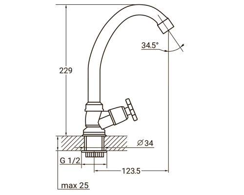 Змішувач QN 1/2" монокран на гайці AQUATICA QN-1G158C (9786600)