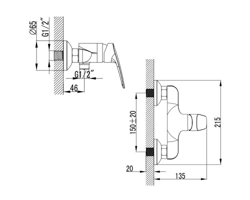 Змішувач SERIO Ø35 для душа CORSO 9626300 (DC-1D146C)