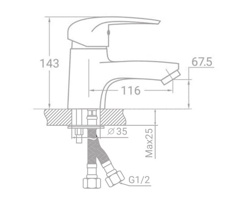 Змішувач s43 Ø40 для раковини на шпильці TAU SM-2A144C (9843000) Змішувач s43 Ø40 для раковини на шпильці TAU SM-2A144C (9843000)