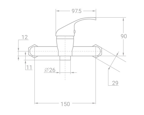 Змішувач TN Ø35 для душа TAU TN-1D142C (9846300)