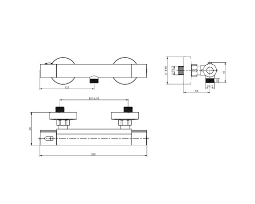 Змішувач VOLTURNO Ø25 термостатичний для душу CORSO 9661300 (EF-2D186C)