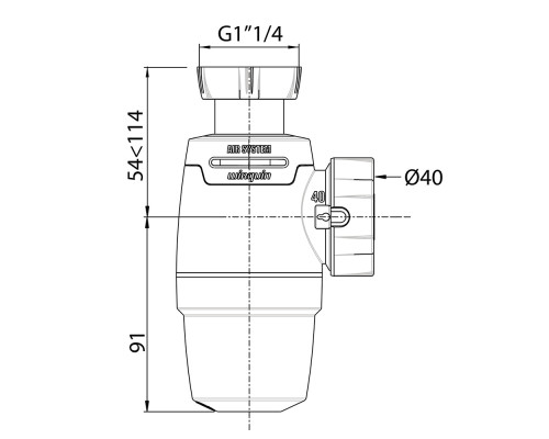 Сифон для раковини Neo Air 1¼"×Ø40мм WIRQUIN (9541358)