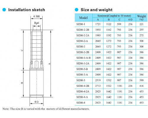 pump SJ200-3-A-BSWSP10S downhole stainless steel