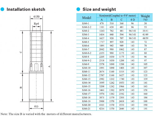 pump SJ60-15SWSP6Y downhole stainless steel