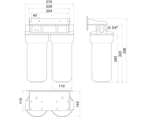 Система 2-х ступеневого очищення Optima OP-02, 3/4″