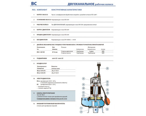 насос pedrollo BCm 10/50-5 M фекальный