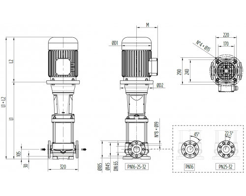 Багатоступінчастий вертикальний насос Pentax ULTRA U35HS-1500/5-2R T +MOTOR 11 kV