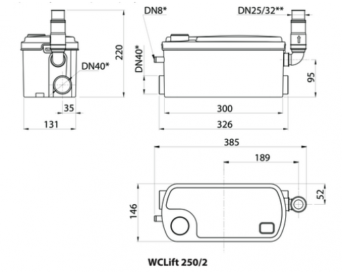 Каналізаційнна установка WCLift250/2 "rudes"