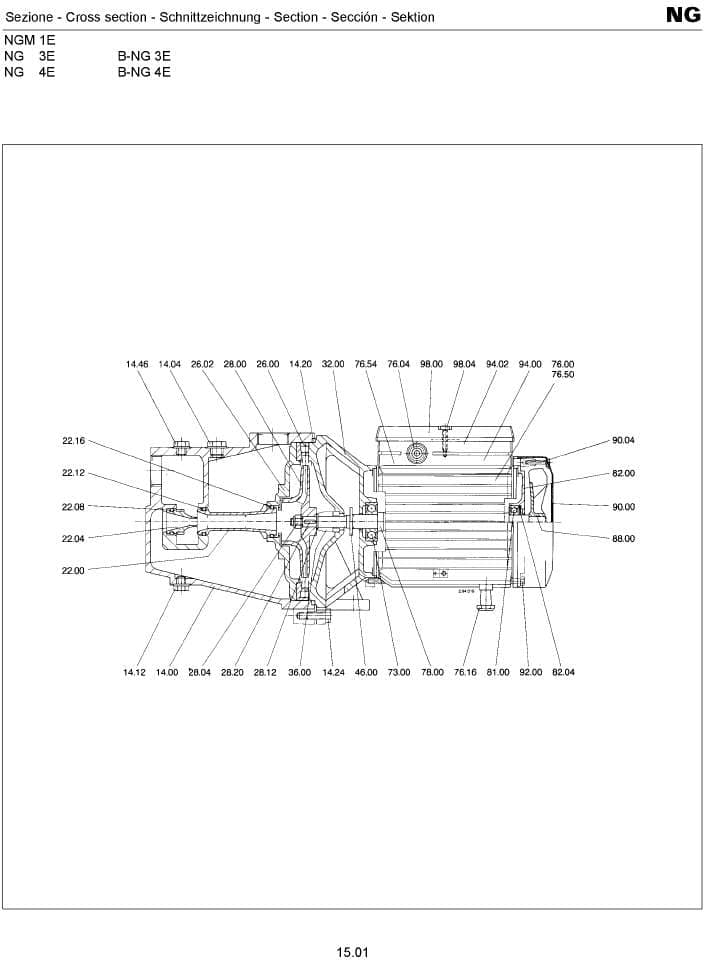 Запчастини до насоса calpeda NGM1E NG3E NG4E