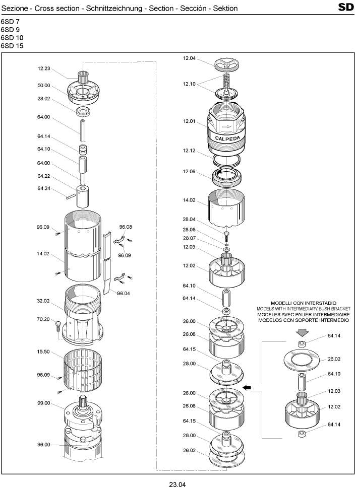 Запчасти к насосу Calpeda 4,6SD